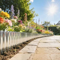 Outsunny Metal Garden Edging Border, 8 in x 21.3 ft Corrugated Heavy Duty Galvanised Steel Lawn Edging, Silver Tone(m-10)