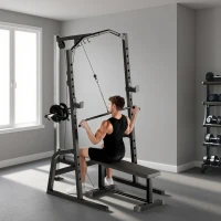 SPORTNOW Power Cage Power Rack with 15-Level Squat Rack, Cable Pulley System, Lat Pulldown & Pull Up Bar(m-2)