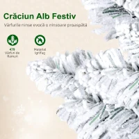 HOMCOM Brad de Crăciun înzăpezit cu 180 de lumini LED și 11 efecte, 479 de ramuri, Ø65x180 cm, verde și alb(m-6)