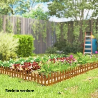 Outsunny Staccionata in Legno di Abete da 12 Pezzi per Aiuole, Giardino e Orto, 60x1x34 cm, Marrone(m-9)