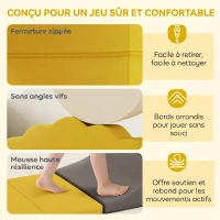 AIYAPLAY Parcours motricité bébé blocs mousse éducatifs modulables 7 pièces housse lavable en velours base antidérapante jaune(m-5)