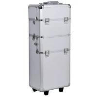 HOMCOM Valigetta Beauty Case in Alluminio, Trucco Professionale Trolley Make up(m-1)