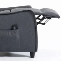 HOMCOM Sillón de Masaje Reclinable con Reposapiés 2 Zonas de Masaje Asiento de Muelles Bolsillos Tapizado en Lino Gris(m-10)