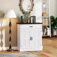 HOMCOM Aparador para Salón Rústico con 2 Puertas 1 Cajón Estante Ajustable para Comedor Entrada Blanco 75,2x40x91,5 cm(m-10)