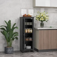 HOMCOM Armario de almacenamiento con patas buffet cocina con 2 estantes regulables 120H cm negro(m-6)