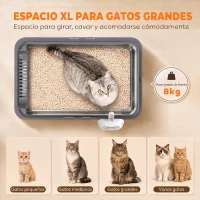 PawHut Juego de 2 Areneros Gatos de Acero Inoxidable XL Borde Alto 2 Palas para Gatos Grandes y Gatitos Múltiples Gris Oscuro(m-7)