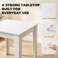 HOMCOM Dining Table for 4, 80L x 80W x 75Hcm, Modern Square Kitchen Table, White(m-5)