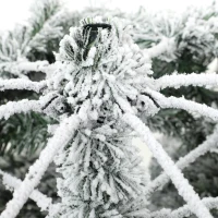 HOMCOM Sapin de Noël Artificiel 180 cm Arbre de Noël Lumineux Enneigé, Branches Articulées, Lumière 350 LEDs, Vert et Blanc(m-15)