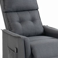 HOMCOM Sillón de Masaje Reclinable con Reposapiés 2 Zonas de Masaje Asiento de Muelles Bolsillos Tapizado en Lino Gris(m-13)