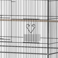 PawHut Grande Cage à Oiseaux sur Roulettes en Acier, Plateau Amovible, Portes, Perchoirs, Mangeoires, 77x46,5x141cm, Noir(m-12)