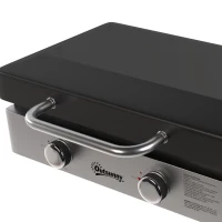 Outsunny 2 Burner Grill Griddle, Portable Gas Plancha, 6 kW, Tabletop Gas BBQ with Grease Cup for Camping Picnic Patios, Black(m-11)