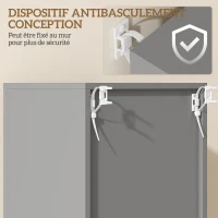 HOMCOM Meuble colonne salle de bain avec étagères réglables et compartiments ouverts, 30x30x180cm, gris brillant(m-5)