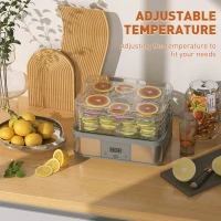 HOMCOM 5 Tier Food Dehydrator, 245W Stainless Steel Food Dryer Machine with Adjustable Temperature, Timer and LCD Display for Drying Fruit, Meat, Vegetable, Jerky and Pet Treat, Grey(m-8)