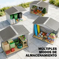 Outsunny Caseta de Jardín 213x130x185 cm Cobertizo Metálico de Exterior para Almacenamiento de Herramientas Blanco(m-9)