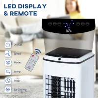 HOMCOM 3-in-1 Evaporative Air Cooler with 4L Water Tank, Portable Fan Cooler with Automatic Oscillation, Timer, Remote, White(m-9)