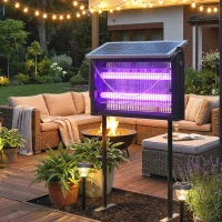 Outsunny Solar Bug Zapper Outdoor, 3500 V Electric Mosquito Fly Zapper with 4.3 m Cord, Dusk-to-Dawn Control, Black(m-10)