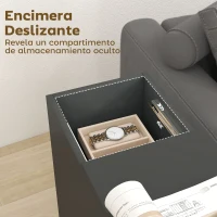 HOMCOM Mesa Auxiliar con Encimera Deslizante Ruedas Almacenamiento Oculto Estante Ajustable Negro(m-4)