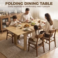 HOMCOM Folding Dining Table Under-Table Storage Extendable Kitchen Table Steel Rail Oak Effect(m-4)