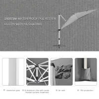 Outsunny 3 x 3(m) Cantilever Roma Parasol, Square Garden Umbrella with Cross Base, Crank Handle, Tilt, 360° Rotation and Aluminium Frame, Grey(m-6)