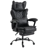 HOMCOM Executive Office Chair, Leathaire Big and Tall Office Chair 180 kg with Wide Seat, Reclining, Lumbar Support, Black(m-1)