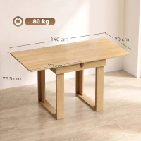 HOMCOM Folding Dining Table Under-Table Storage Extendable Kitchen Table Steel Rail Oak Effect(m-3)