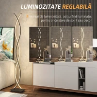 HOMCOM Lampă de Podea LED cu Spirală Dublă, Negru(m-5)