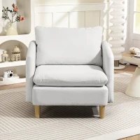 HOMCOM Poltrona da Salotto Moderna in Tessuto con Seduta Ampia e Imbottitura Spessa, 90x86x91 cm, Crema(m-7)