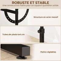 HOMCOM Table à Dessin Inclinable 0°-85°, Bureau à Dessin Réglable en Hauteur avec Rebord Antidérapant, Cadre en Acier, Noir(m-7)