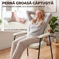 HOMCOM Set de 2 Fotolii din Chenilă cu Spătar Modelat, Crem(m-4)