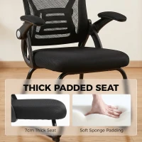 HOMCOM Office Chair, Ergonomic Desk Chair No Wheels with Mesh Backrest and Steel Legs for Home Conference Room, Black(m-6)