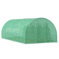 Outsunny Serra per Orto a Tunnel con Porta e 8 Finestre, Serra da Giardino in PE e Metallo Zincato, per Coltivazaione Piante, 600x300x200cm(m-11)