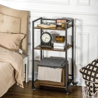 HOMCOM 3-Tier Printer Stand, Utility Cart, Rolling Trolley with Adjustable Shelves with Lockable Wheels for Home Office, Rustic Brown(m-10)