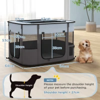 PawHut Foldable Dog Pen with Storage Bag for Indoor/Outdoor Use, Portable Pet playpen, with Ground Stakes - Grey(m-3)