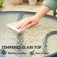 Outsunny Tempered Glass Top Round Outdoor Dining Table with Parasol Hole, 96.5 x 96.5 x 71 cm(m-4)