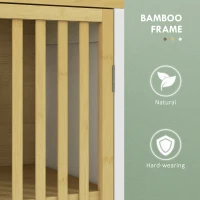 HOMCOM Bamboo-Blend Retro Cut-Out Bathroom Storage Unit, with Cupboard(m-5)