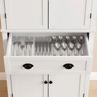 HOMCOM Tall Kitchen Cupboard, 183 cm Freestanding Storage Cabinet with Drawer, 4 Doors and Adjustable Shelves, White(m-10)