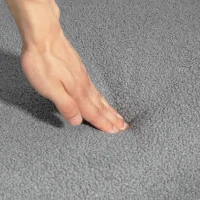 HOMCOM Ensemble fauteuil avec repose-pieds, tissu bouclette gris et pieds en métal doré, dossier haut, grand confort(m-8)