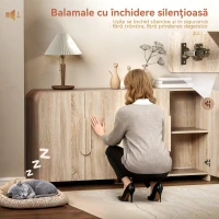 HOMCOM Comodă de Bucătărie cu 2 Dulapuri, Uși Soft-Close și Rafturi Reglabile, 157x39x82 cm, Lemn Natural(m-6)
