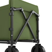 Outsunny 180L Festival Trolley on Wheels, Folding Compact Camping Trolley Cart with Adjustable Handle, 120 KG Capacity for Garden, Beach, Fishing, Green(m-10)