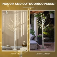 HOMCOM 6ft Artificial White Birch Tree Light with Warm White Pre-Lit LED Light for Indoor and Covered Outdoor Use(m-7)