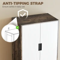 HOMCOM Modern Clothes Storage Cupboard Unit, 3 Drawer 2 Door Wardrobe with Hanging Rod, Rustic Brown(m-6)