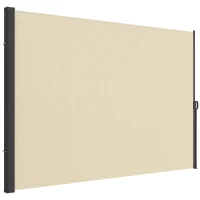 Outsunny Retractable Sun Side Awning Screen Fence for Patio, Garden Wall, Balcony Screening Panel, Outdoor Blind Privacy Divider (3x2M, Cream)(m-1)