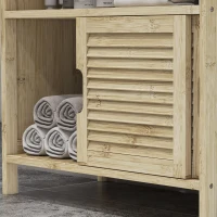 HOMCOM Meuble sous lavabo en Bambou, Meuble de Rangement pour Salle de Bain avec 2 Portes, 60 x 30 x 60 cm, Bois Naturel(m-8)