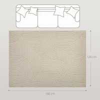 HOMCOM Tapis salon 160 x 120 cm, tapis à poils épais géométrique, moelleux et antidérapant, crème(m-3)