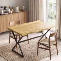 HOMCOM Mesa de Comedor para 2 Personas, Mesa de Cocina, Estilo Moderno con Tablero Grueso, 110 x 67 x 75,5 cm, Negro y Roble(m-2)