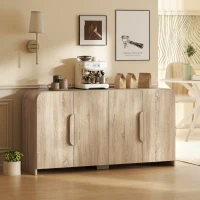 HOMCOM Comodă de Bucătărie cu 2 Dulapuri, Uși Soft-Close și Rafturi Reglabile, 157x39x82 cm, Lemn Natural(m-10)