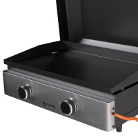 Outsunny 2 Burner Grill Griddle, Portable Gas Plancha, 6 kW, Tabletop Gas BBQ with Grease Cup for Camping Picnic Patios, Black(m-13)