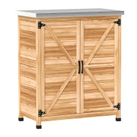 Outsunny Armadio da Esterno con Ripiano Interno e Banco da Lavoro, in Legno e Acciaio Zincato, 79x43x92 cm, color Legno(m-1)