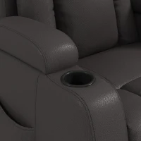 HOMCOM PU Leather Recliner Chair, Recliner Armchair with Extended Footrest, Cup Holders and Side Pockets, Dark Brown(m-10)