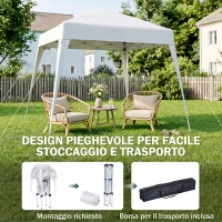 Outsunny Gazebo Pieghevole da Giardino 2.4x2.4m con Struttura in Acciaio e Corde Antivento, Bianco(m-5)